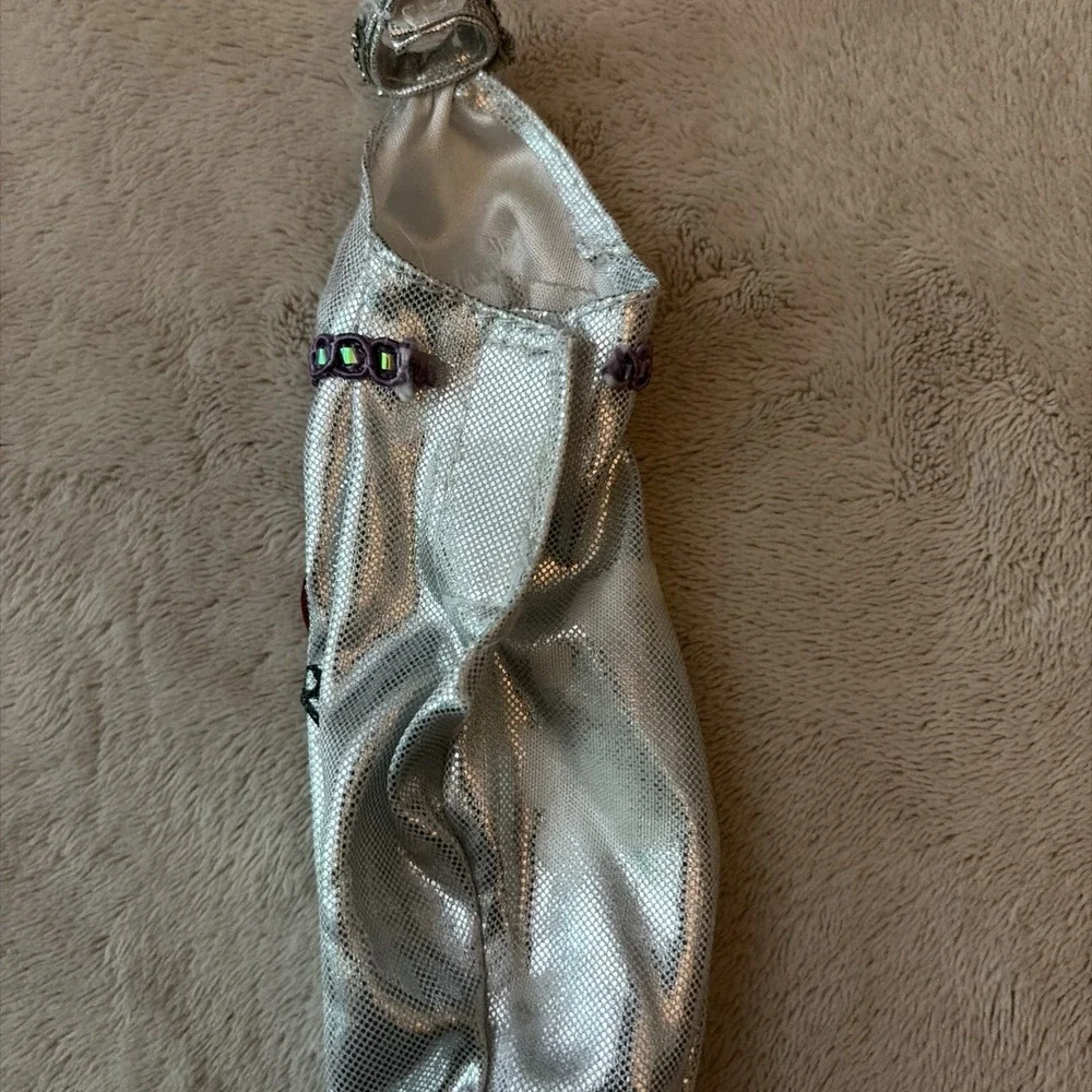 Mattel‎ Barbie Fashionista Silver Halter Dress With Barbie Emblems B5